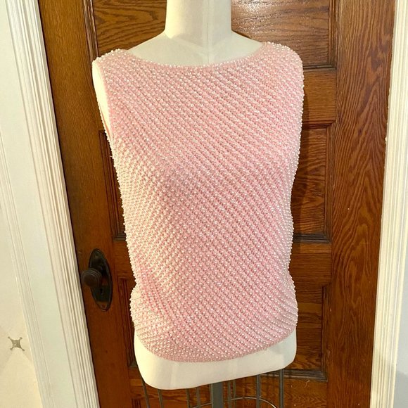 Vintage Cyn Les Seed Pearl Sequin Wool Top Size Small - Picture 1 of 6
